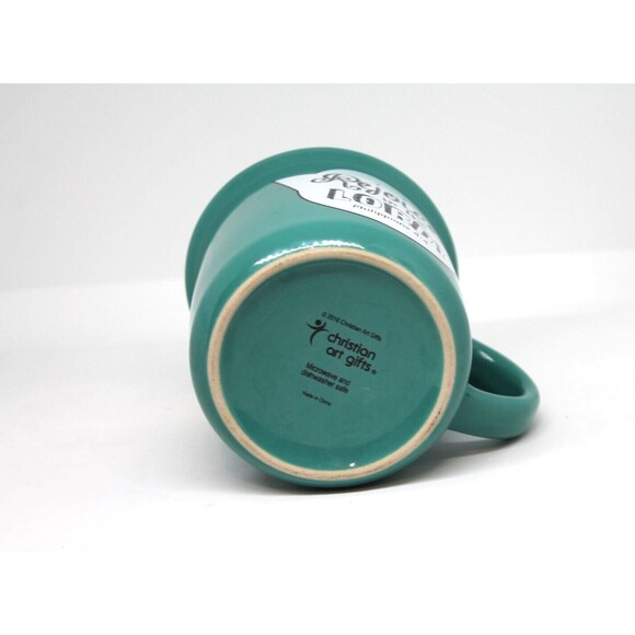 Christian Art Gifts Religious Coffee Mug 2016 "Rejoice in the Lord" 12oz. Green - Picture 3 of 7